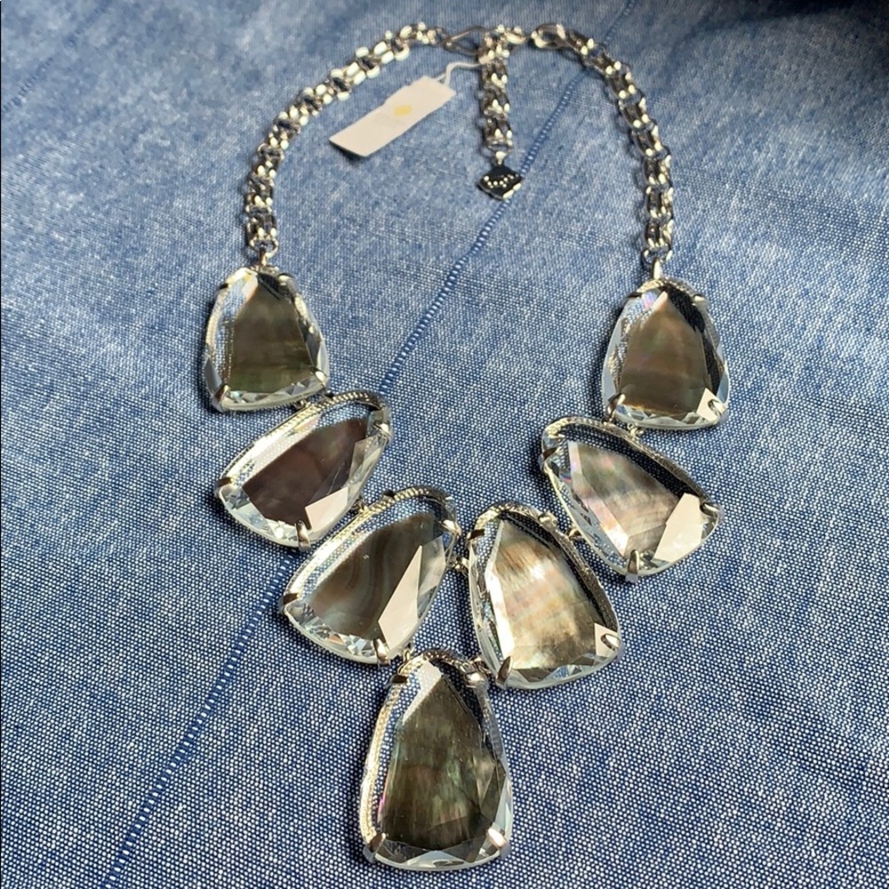Kendra Scott Black Mother Of Pearl Harlow Necklace